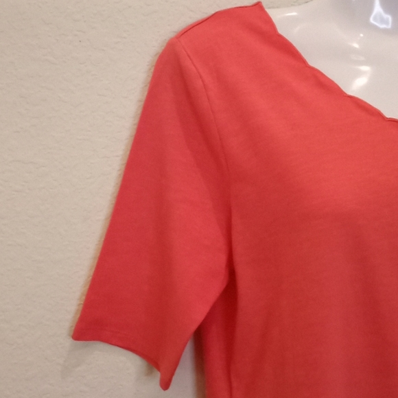Lemon Way Coral Scalloped Neck Knit Top - Picture 6 of 13